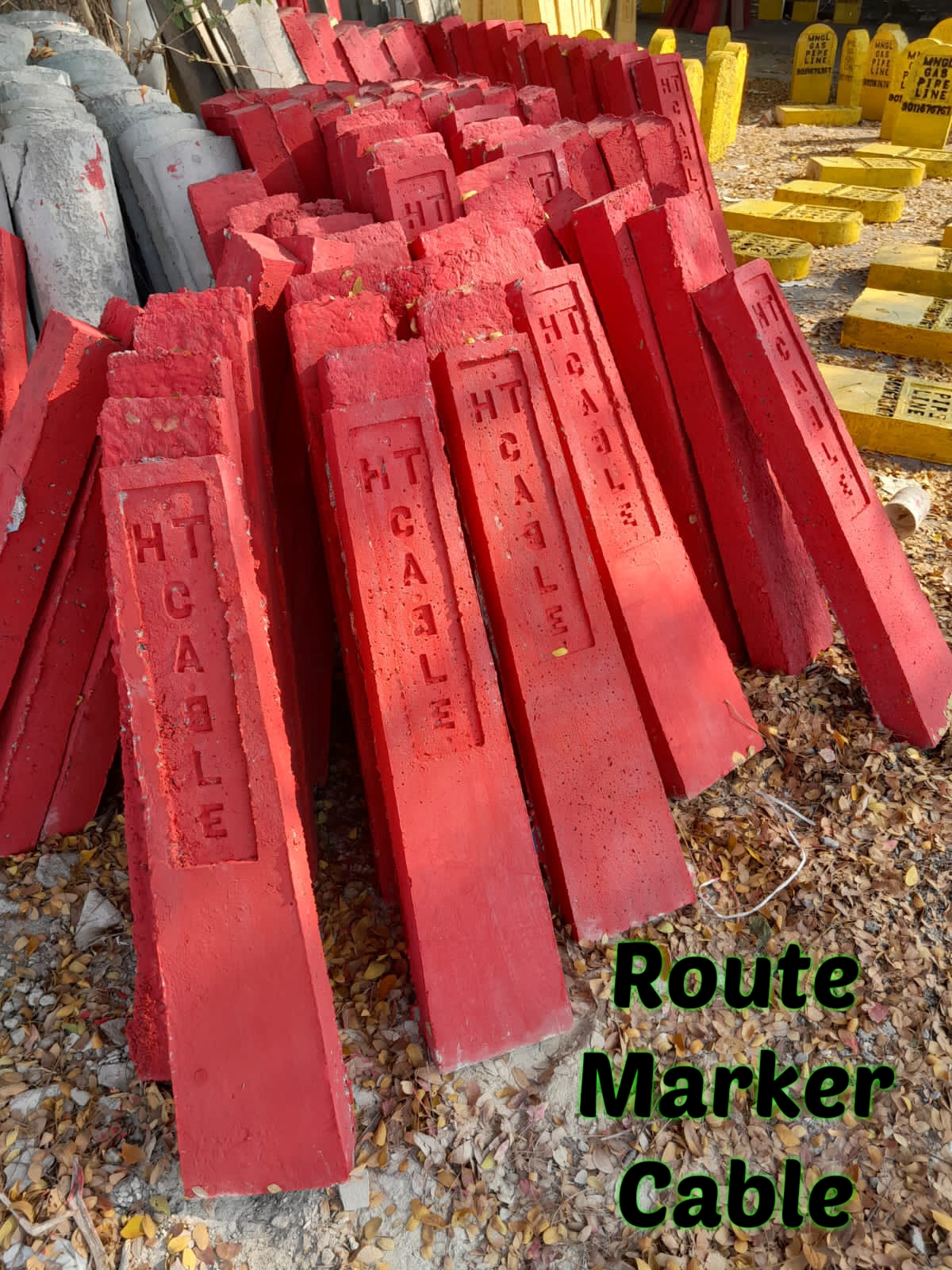 HT Cable Route Markers at PM Vectors despatch yard